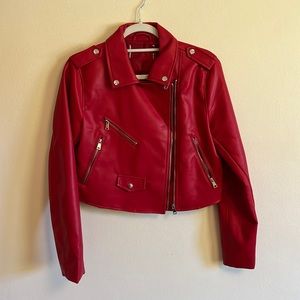 Stradivarius - Red Leather Jacket